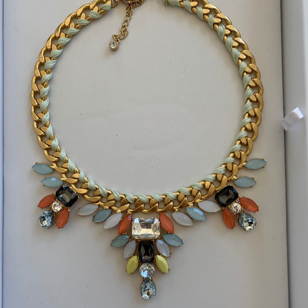Statement Crystal Necklace w/ threaded chain.